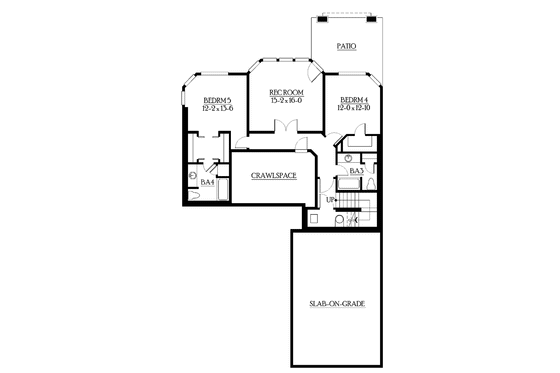 Floor Plan - Lower Floor for Craftsman House Plan #132-479 - 5 bed, 4.5 bath