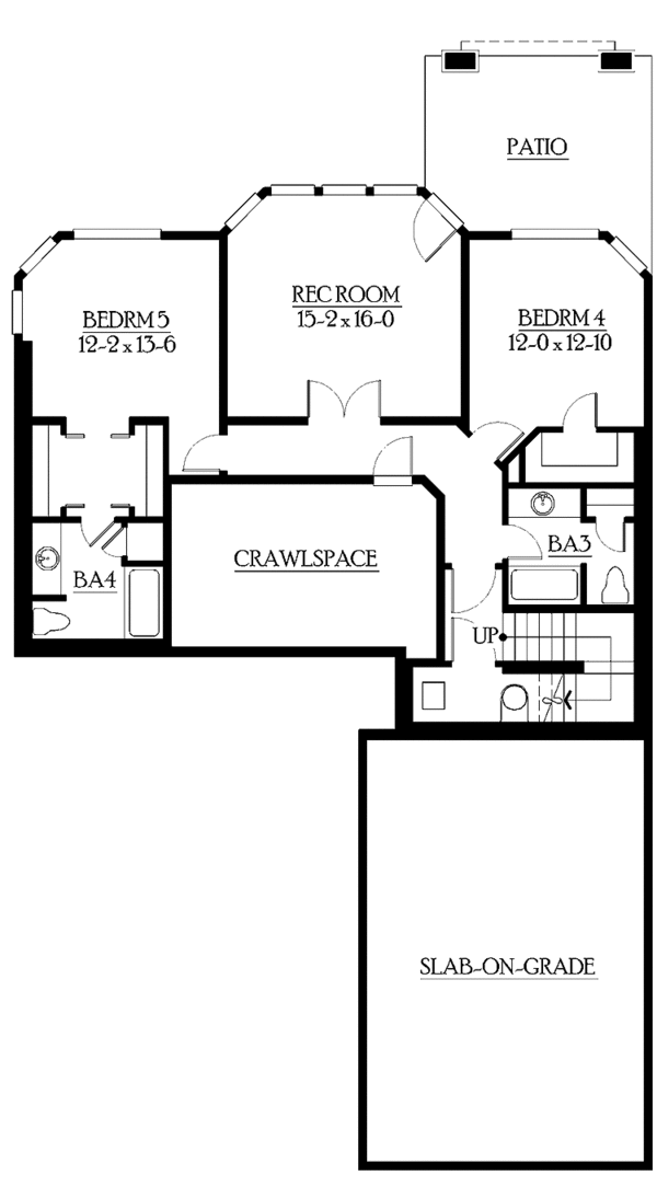 Craftsman Floor Plan - Lower Floor Plan #132-479