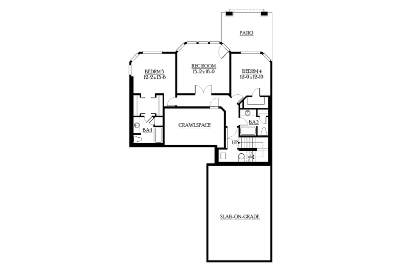 House Blueprint - Floor Plan - Lower Floor for Craftsman House Plan #132-479 - 5 bed, 4.5 bath