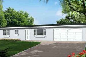 Ranch Exterior - Front Elevation Plan #1-1055