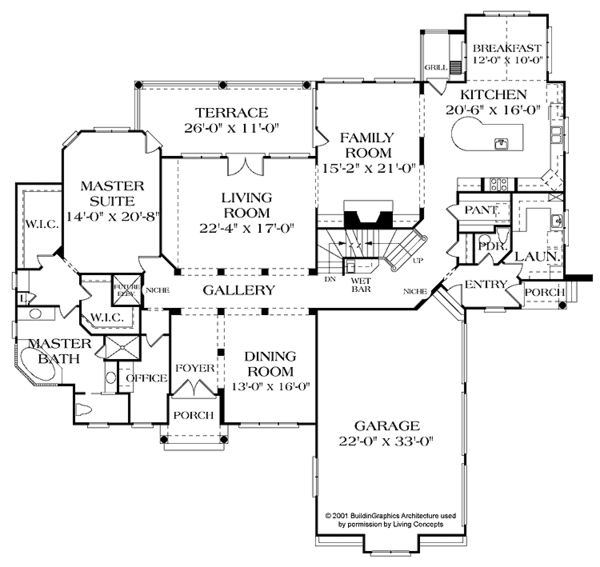 Architectural House Design - Mediterranean Floor Plan - Main Floor Plan #453-439