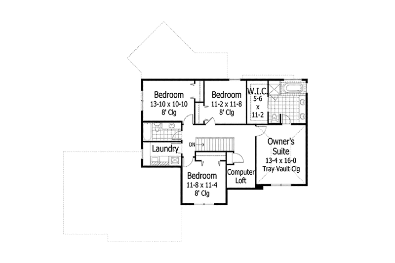 Home Plan - Floor Plan - Upper Floor for Traditional House Plan #51-1054 - 4 bed, 2.5 bath