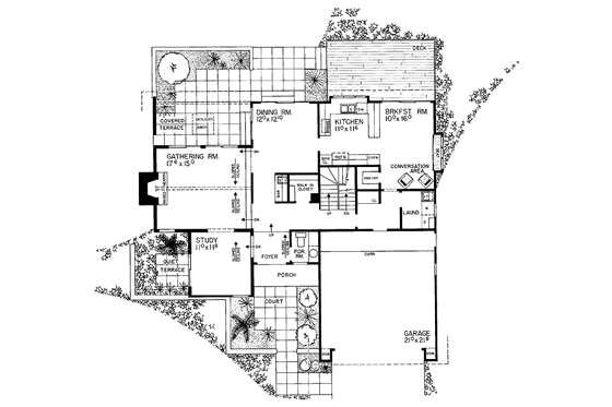 Floor Plan - Main Floor for Contemporary House Plan #72-744 - 4 bed, 2.5 bath