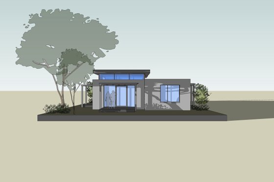 Exterior - Rear Elevation 1 for Modern House Plan #496-22 - 3 bed, 2.5 bath