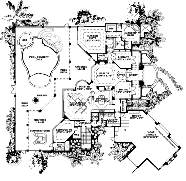 Architectural House Design - Mediterranean Floor Plan - Main Floor Plan #1017-65