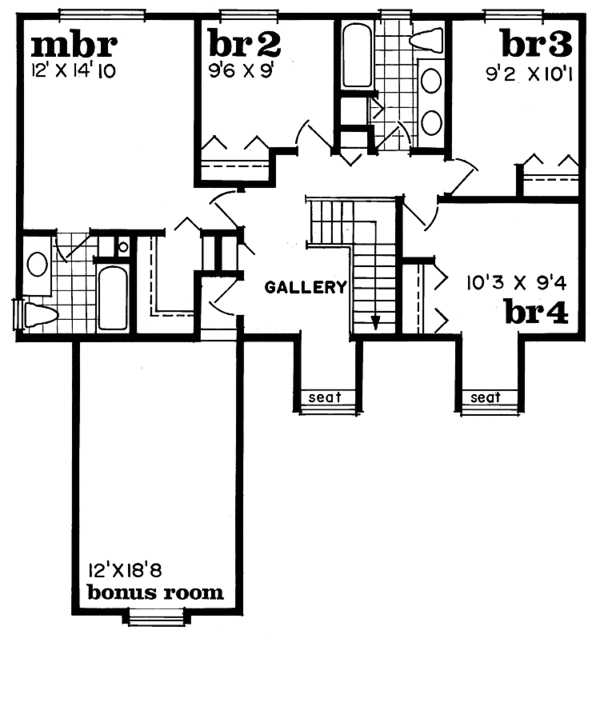 House Design - Tudor Floor Plan - Upper Floor Plan #47-968