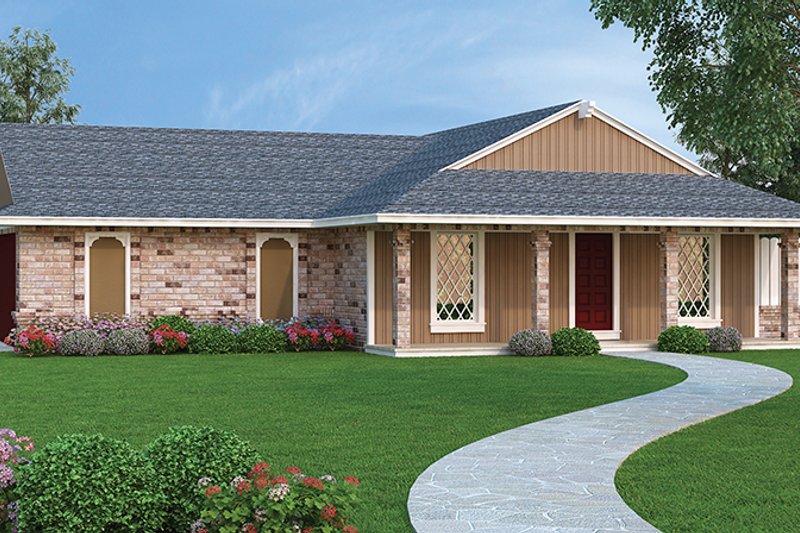 Home Plan - Exterior - Front Elevation 3 for Ranch House Plan #45-558 - 3 bed, 2 bath