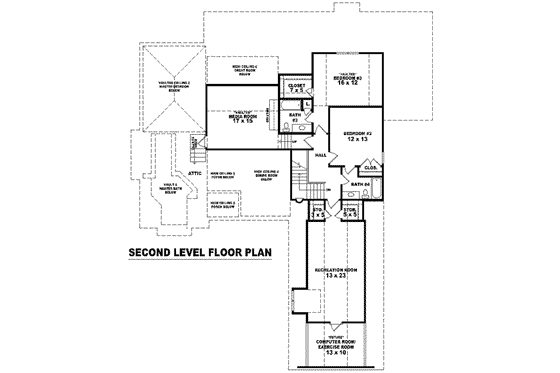 Floor Plan - Upper Floor for Colonial House Plan #81-1614 - 3 bed, 4 bath