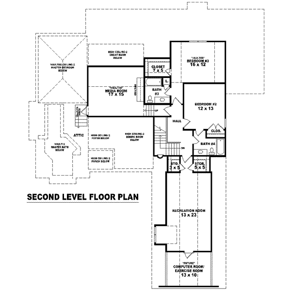 Colonial Floor Plan - Upper Floor Plan #81-1614