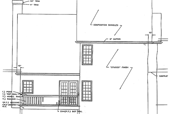 Exterior - Rear Elevation for Traditional House Plan #56-661 - 3 bed, 3 bath