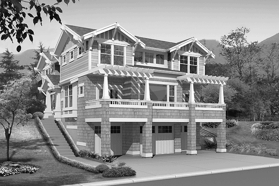 Exterior - Front Elevation 3 for Craftsman House Plan #132-236 - 3 bed, 2.5 bath