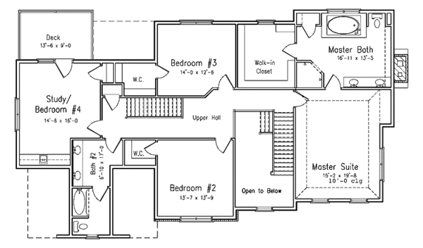House Plan Design - European Floor Plan - Upper Floor Plan #994-5