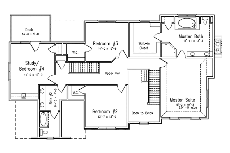 Architectural House Design - Floor Plan - Upper Floor for European House Plan #994-5 - 4 bed, 2.5 bath