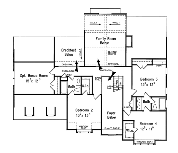 Architectural House Design - Colonial Floor Plan - Upper Floor Plan #927-818