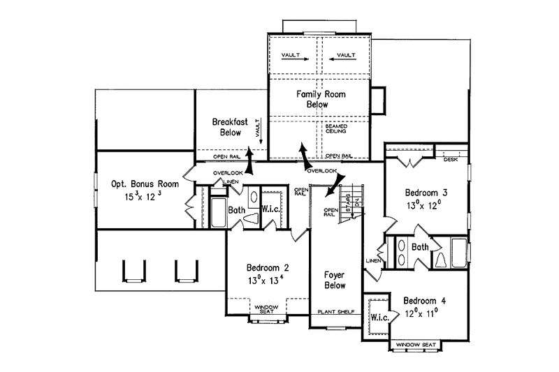 House Blueprint - Floor Plan - Upper Floor for Colonial House Plan #927-818 - 4 bed, 3.5 bath