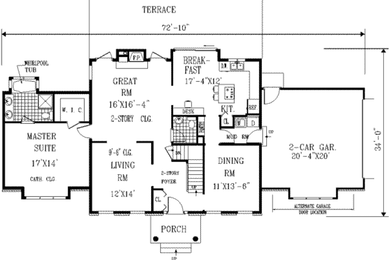 Home Plan - Floor Plan - Main Floor for Colonial House Plan #3-184 - 4 bed, 2.5 bath