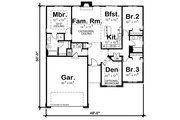European Style House Plan - 3 Beds 2 Baths 1516 Sq/Ft Plan #20-2059 