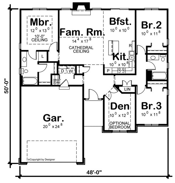 House Plan Design - European Floor Plan - Main Floor Plan #20-2059