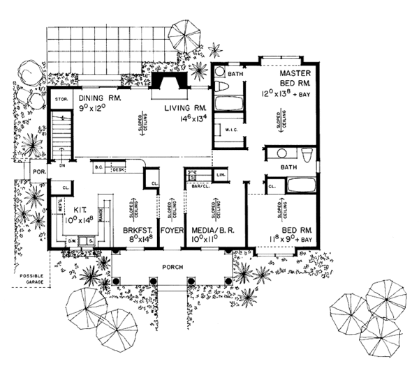 Architectural House Design - Classical Floor Plan - Main Floor Plan #72-878