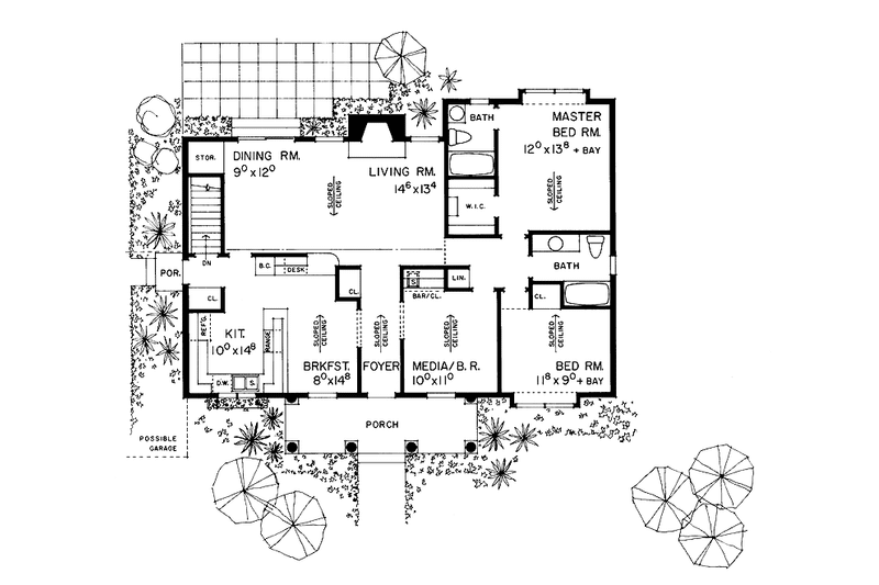 Home Plan - Floor Plan - Main Floor for Classical House Plan #72-878 - 3 bed, 2 bath