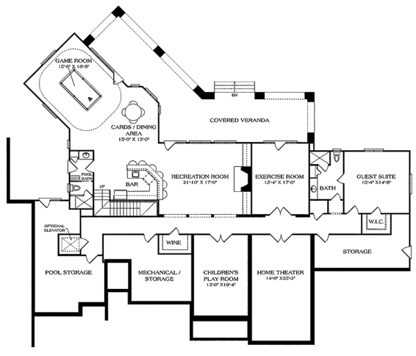 Dream House Plan - Country Floor Plan - Lower Floor Plan #453-469