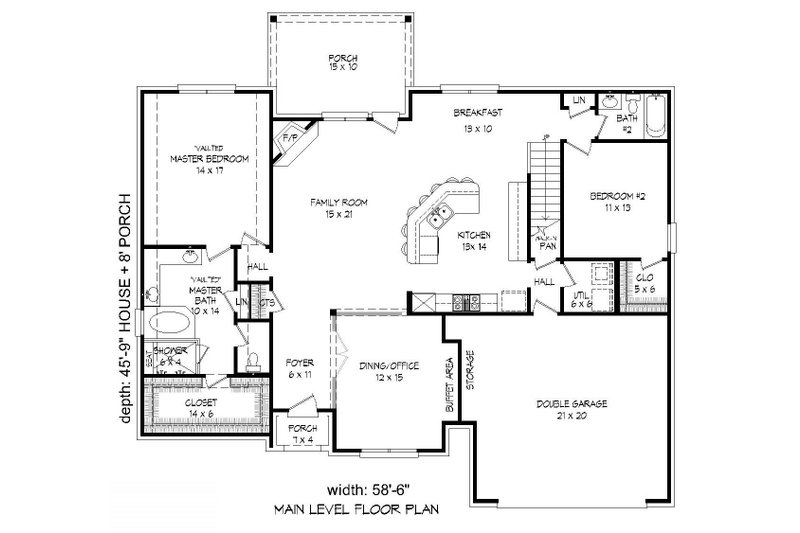 Home Plan - Floor Plan - Main Floor for European House Plan #932-29 - 4 bed, 3 bath