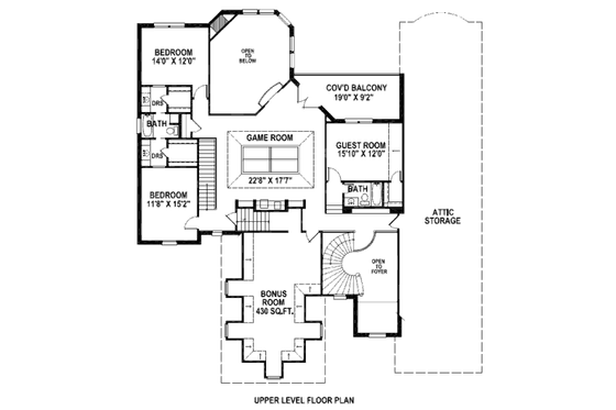 Floor Plan - Upper Floor for European House Plan #141-274 - 5 bed, 4.5 bath