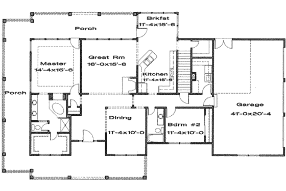 Floor Plan - Main Floor for Traditional House Plan #6-192 - 3 bed, 3 bath