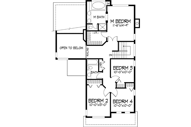 Home Plan - Floor Plan - Upper Floor for Contemporary House Plan #320-636 - 4 bed, 2.5 bath