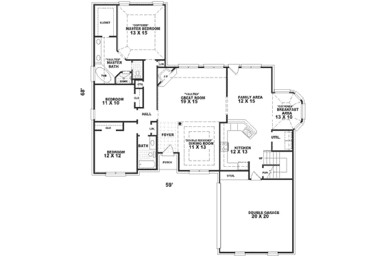 Floor Plan - Main Floor for European House Plan #81-310 - 3 bed, 2 bath