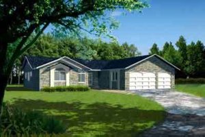 Ranch Exterior - Front Elevation Plan #1-760