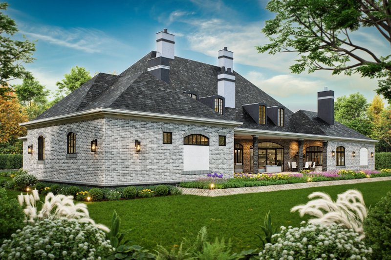 Home Plan - Exterior - Rear Elevation for European House Plan #119-350 - 3 bed, 3.5 bath