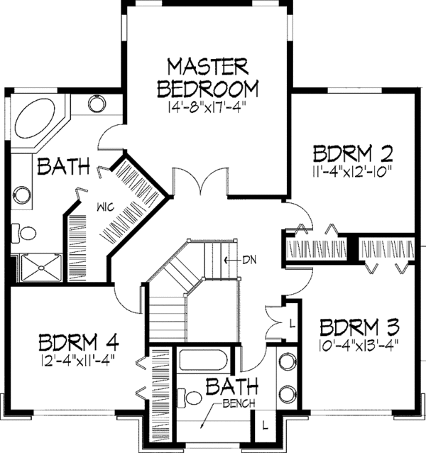 House Design - Colonial Floor Plan - Upper Floor Plan #51-937