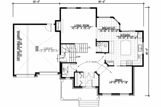 Floor Plan - Main Floor for European House Plan #138-148 - 3 bed, 1.5 bath