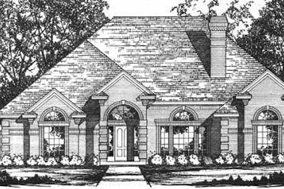 Exterior - Front Elevation for European House Plan #40-433 - 4 bed, 3 bath