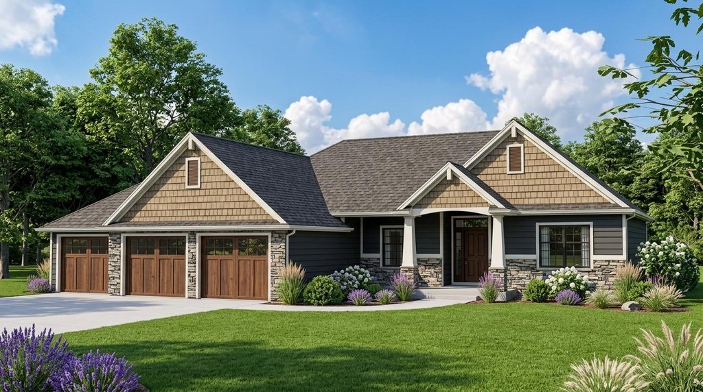 Exterior - Front Elevation 2 for Country House Plan #1064-69 - 3 bed, 2.5 bath