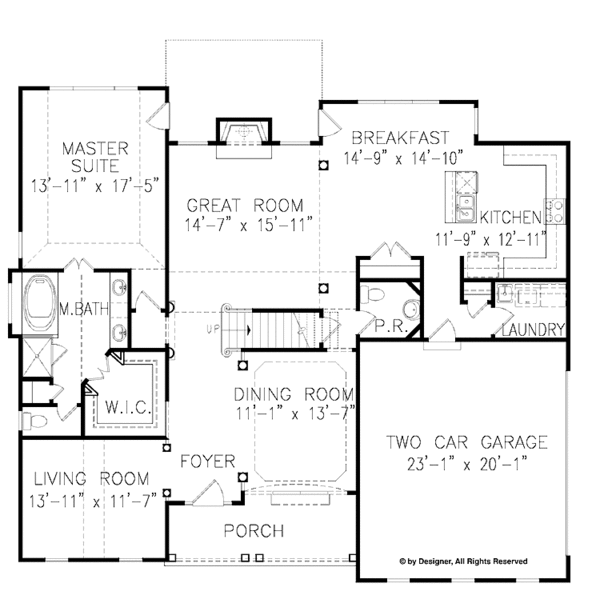 Architectural House Design - Country Floor Plan - Main Floor Plan #54-335