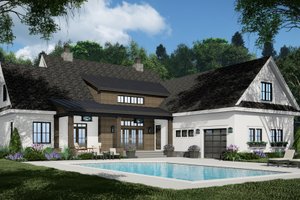 Exterior - Rear Elevation 1 for Farmhouse House Plan #51-1240 - 4 bed, 3.5 bath