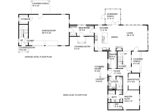 Floor Plan - Main Floor for Bungalow House Plan #117-740 - 5 bed, 4 bath