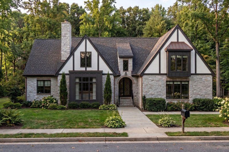 Architectural House Design - Exterior - Front Elevation 3 for Tudor House Plan #455-796 - 3 bed, 2 bath