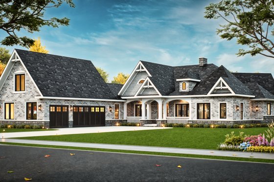 Exterior - Front Elevation 3 for Ranch House Plan #119-431 - 3 bed, 3 bath