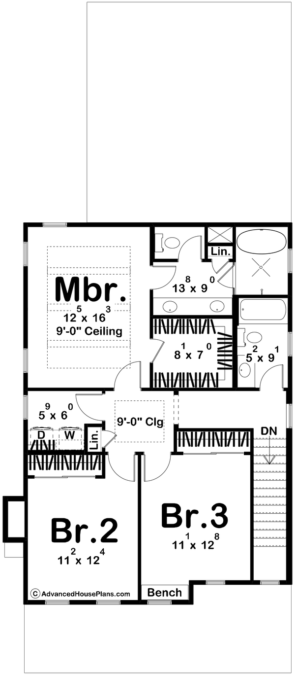 Home Plan - Modern Floor Plan - Upper Floor Plan #455-396