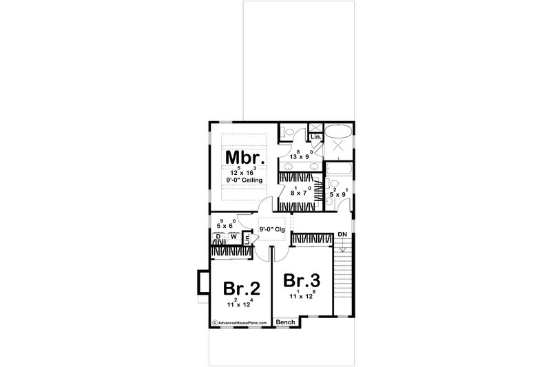 Home Plan - Floor Plan - Upper Floor for Farmhouse House Plan #455-396 - 3 bed, 2.5 bath