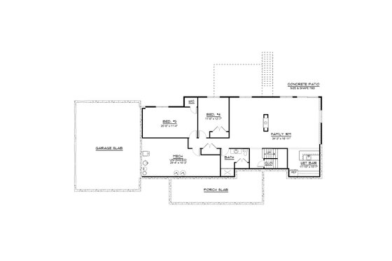 Floor Plan - Lower Floor for Craftsman House Plan #1064-48 - 2 bed, 2 bath