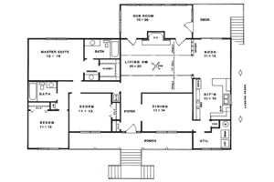 Floor Plan - Main Floor for Traditional House Plan #14-113 - 3 bed, 2 bath
