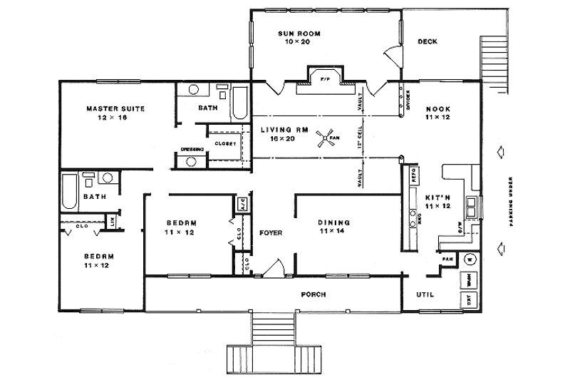 Home Plan - Floor Plan - Main Floor for Traditional House Plan #14-113 - 3 bed, 2 bath