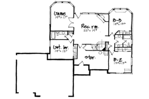 Floor Plan - Lower Floor for European House Plan #308-206 - 4 bed, 3.5 bath