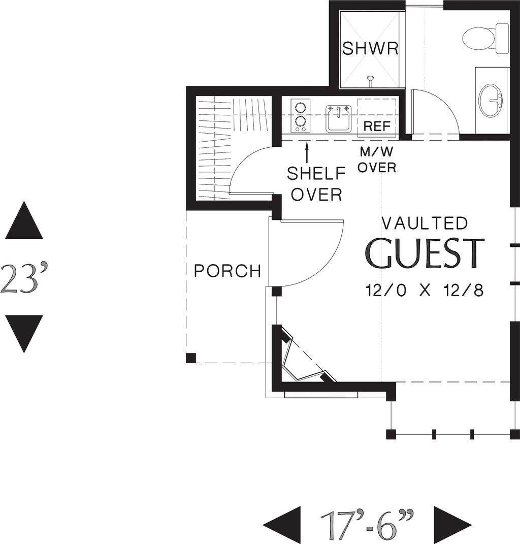 Tudor Style House Plan - 1 Beds 1 Baths 300 Sq/Ft Plan #48-641