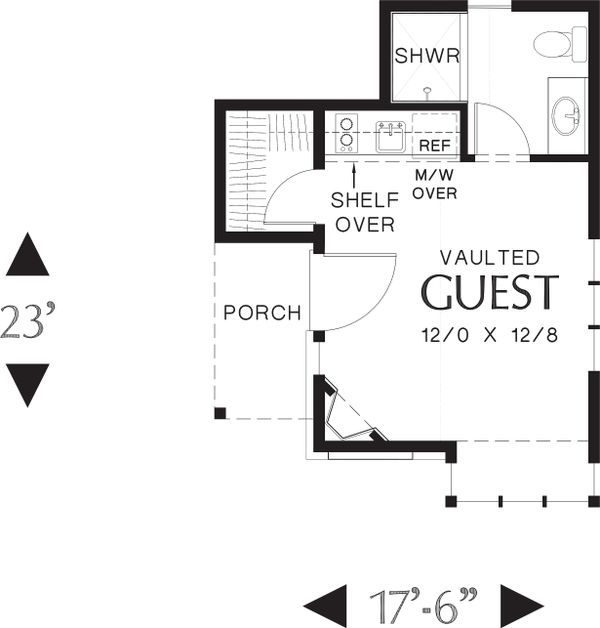 Main Level floor plan - 300 square foot Cottage