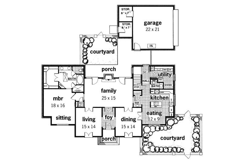 Home Plan - Floor Plan - Main Floor for European House Plan #45-210 - 4 bed, 3.5 bath
